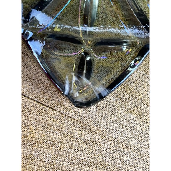 Vintage Federal Glass Smoke Iridescent Carnival Glass Serving Bowl Petals 10" - Picture 10 of 10